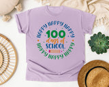 Happy Happy Happy 100 Days Of School Grey 2 graphic tee in Orchid