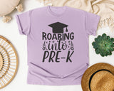 Roaring Into Pre-K Grey graphic tee in Orchid