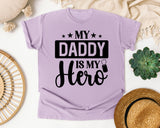 My Daddy Is My Hero White 2 graphic tee in Orchid