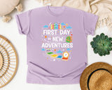 First Day Equals New Adventures Light Print Graphic Tee graphic tee in Orchid