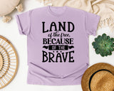 Land Of The Free Because Of The Brave White graphic tee in Orchid