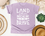 Land Of The Free Because Of The Brave White 2 graphic tee in Orchid