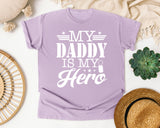 My Daddy Is My Hero White 6 graphic tee in Orchid