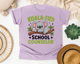 Koala-fied School Counselor Graphic Tee graphic tee in Orchid