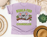 Koala-fied School Counselor Light Print Graphic Tee graphic tee in Orchid