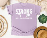 Strong Like A Dad But Mightier White graphic tee in Orchid