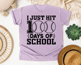 I Just Hit 100 Days Of School Baseball graphic tee in Orchid