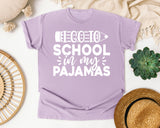 I Go To School In My Pajamas White 2 graphic tee in Orchid