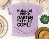 Watch Out Kindergarten Here I Come White graphic tee in Orchid