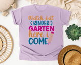 Watch Out Kindergarten Here I Come Red graphic tee in Orchid