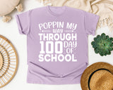 Poppin My Way Through 100 Days Of School White 2 graphic tee in Orchid