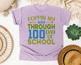 Poppin My Way Through 100 Days Of School Grey graphic tee in Orchid