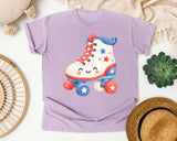 Patriotic Roller Skate graphic tee in Orchid