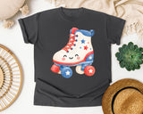 Patriotic Roller Skate graphic tee in Pepper