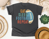 Eat Sleep Football Repeat Retro graphic tee in Pepper