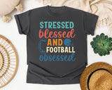 Stressed Blessed And Football Obsessed graphic tee in Pepper