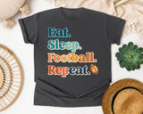 Eat Sleep Football Repeat Stacked graphic tee in Pepper