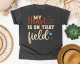 My Heart Is On That Field Gold graphic tee in Pepper