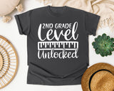 2nd Grade Level Unlocked White graphic tee in Pepper