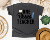 One Blessed Teacher Pen graphic tee in Pepper