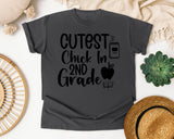 Cutest Chick In 2nd Grade Apple graphic tee in Pepper