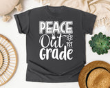 Peace Out 1st Grade White graphic tee in Pepper