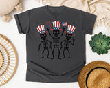 Three Dancing Patriotic Skeletons graphic tee in Pepper