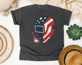 Patriotic Welding Helmet graphic tee in Pepper