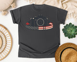 Patriotic Camera Strap graphic tee in Pepper