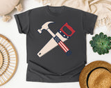 Patriotic Hammer And Saw graphic tee in Pepper