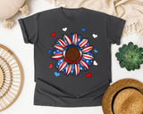 Patriotic Sunflower Hearts graphic tee in Pepper