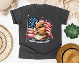Hamster With American Flag graphic tee in Pepper