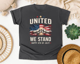 United We Stand Happy 4th Of July Grey graphic tee in Pepper