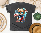 Bear With American Flag graphic tee in Pepper