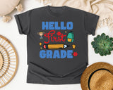 Hello First Grade Trophy graphic tee in Pepper