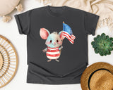 Mouse Holding American Flag graphic tee in Pepper