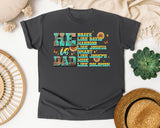 He Is Dad Brave Like David Warrior Like Joshua Teal graphic tee in Pepper