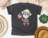 Sheep Holding American Flag graphic tee in Pepper