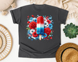 Patriotic Popsicle With Flowers graphic tee in Pepper