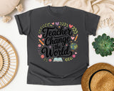 Teacher Change The World graphic tee in Pepper