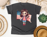 Girl Holding Large Flag graphic tee in Pepper