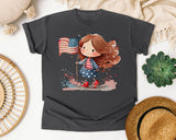 Girl With Flag Running graphic tee in Pepper