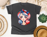 Patriotic Girl With Bow graphic tee in Pepper