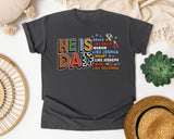 He Is Dad Brave Like David Warrior Like Joshua Grey graphic tee in Pepper