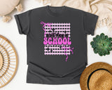 First Day Of School Pink Grid graphic tee in Pepper
