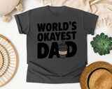 World's Okayest Dad White graphic tee in Pepper