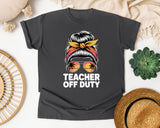 Teacher Off Duty Messy Bun graphic tee in Pepper