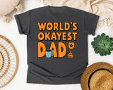 World's Okayest Dad Orange graphic tee in Pepper