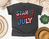 Star Spangled July Grey graphic tee in Pepper