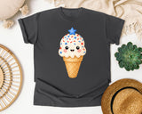 Patriotic Ice Cream Cone Gold graphic tee in Pepper